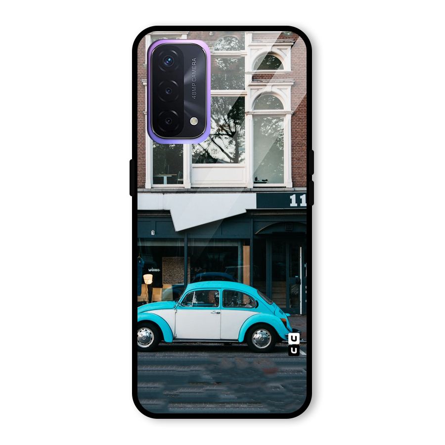 Mini Blue Car Glass Back Case for Oppo A74 5G