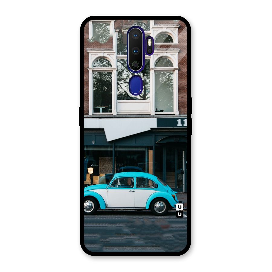 Mini Blue Car Glass Back Case for Oppo A9 (2020)