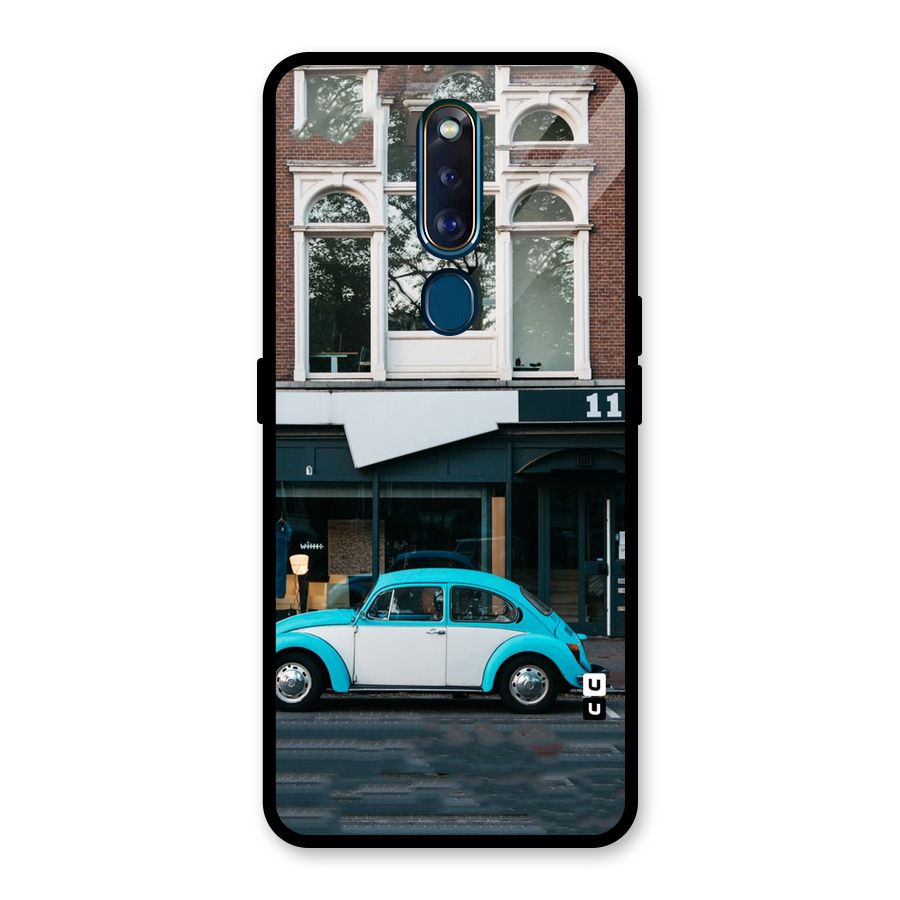 Mini Blue Car Glass Back Case for Oppo F11 Pro
