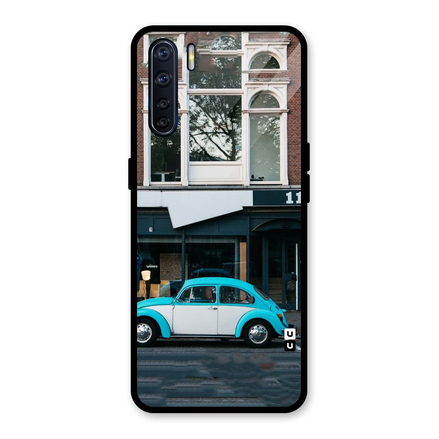 Mini Blue Car Glass Back Case for Oppo F15