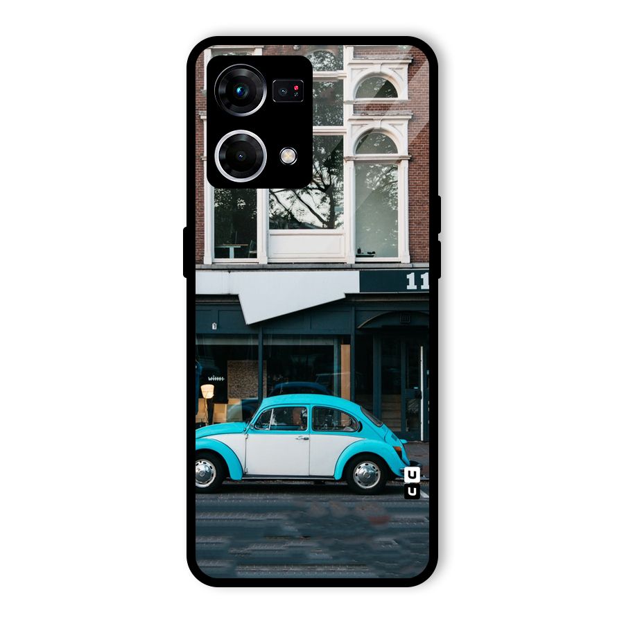 Mini Blue Car Glass Back Case for Oppo F21 Pro 5G