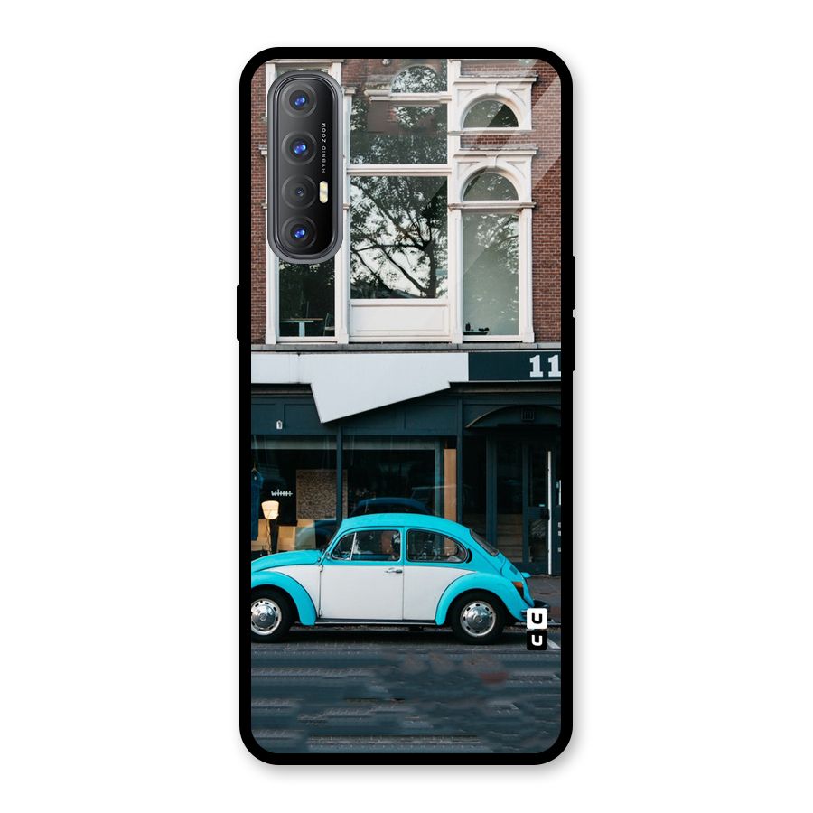 Mini Blue Car Glass Back Case for Oppo Reno3 Pro