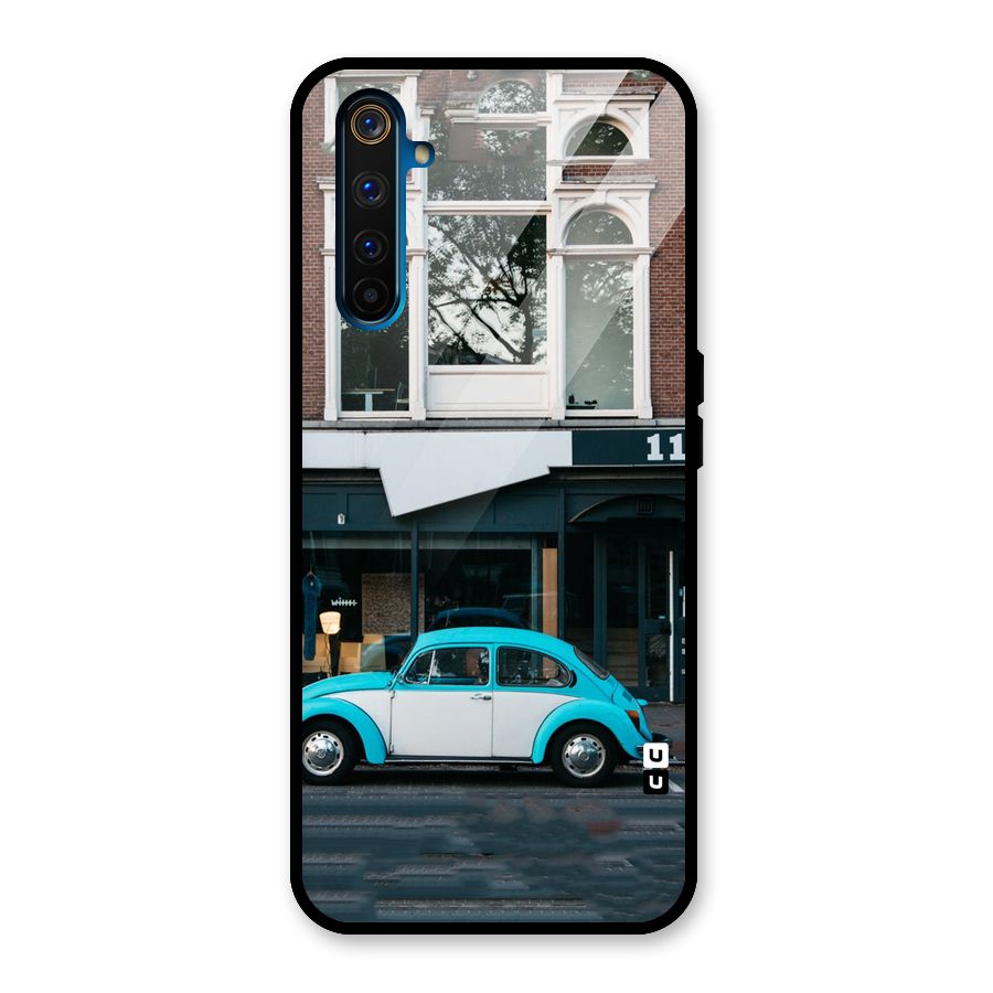 Mini Blue Car Glass Back Case for Realme 6 Pro