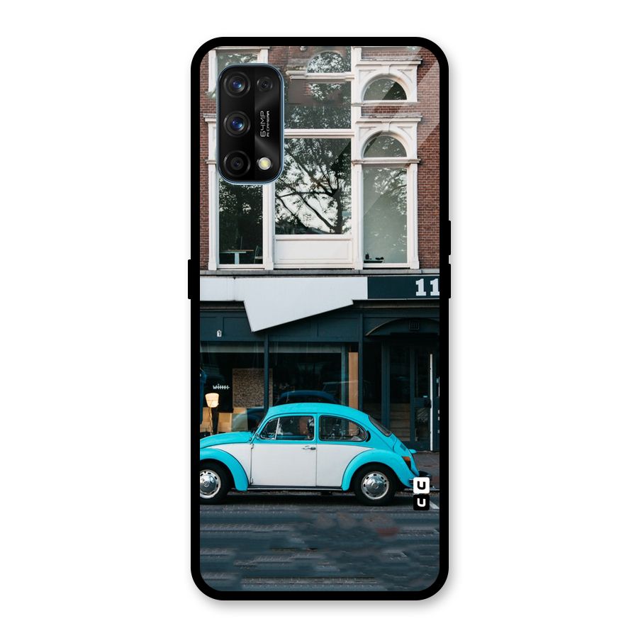Mini Blue Car Glass Back Case for Realme 7 Pro
