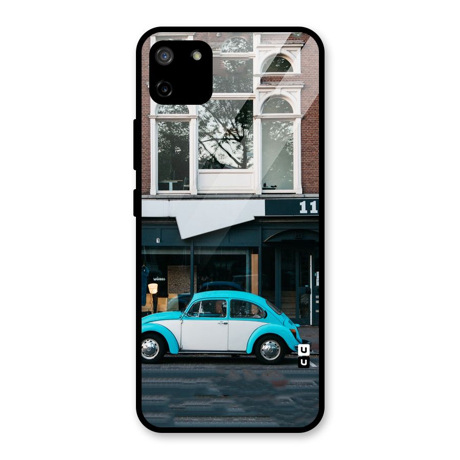 Mini Blue Car Glass Back Case for Realme C11