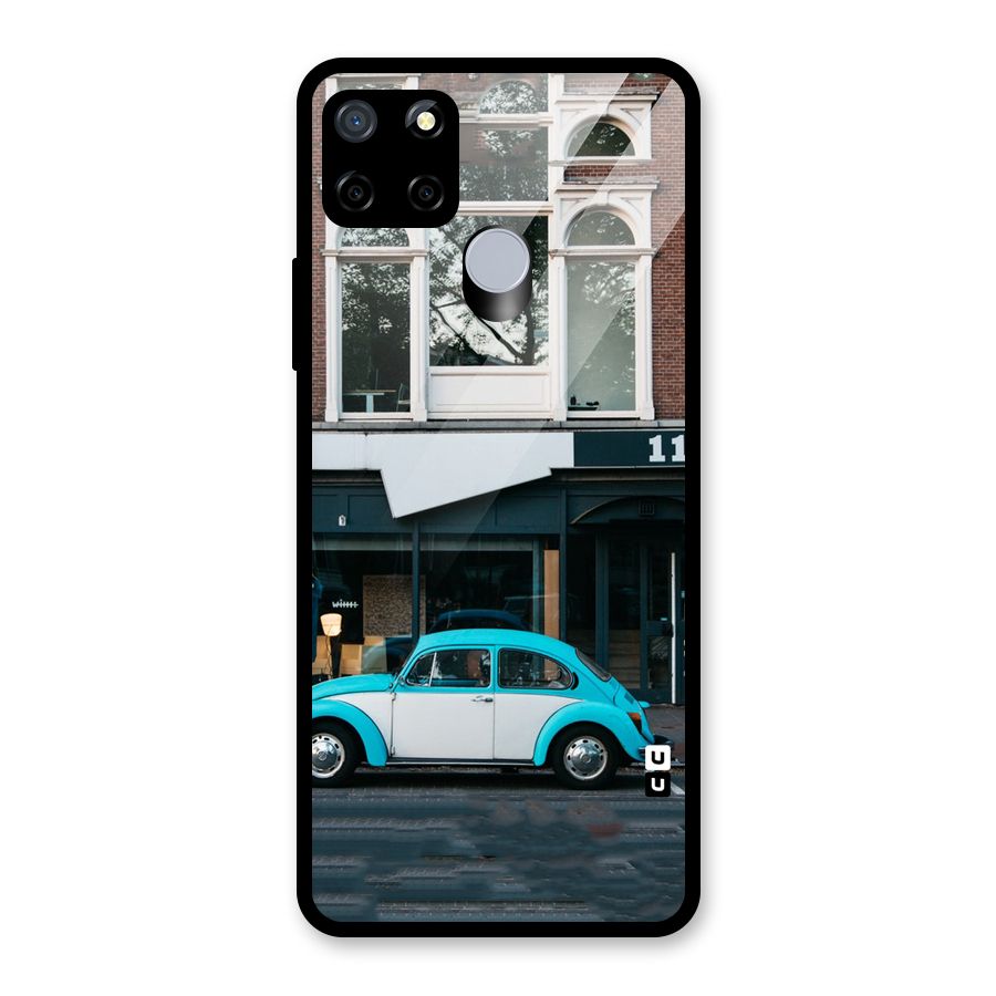 Mini Blue Car Glass Back Case for Realme C15