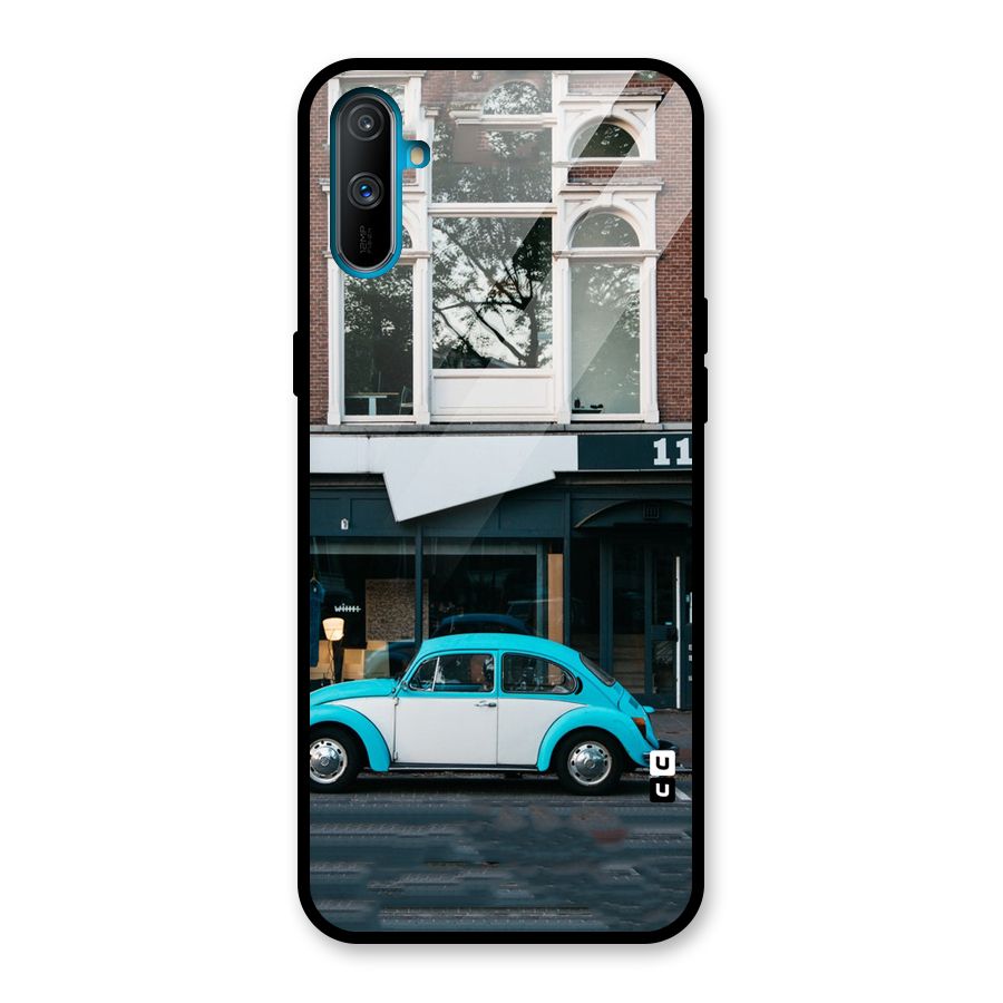 Mini Blue Car Glass Back Case for Realme C3