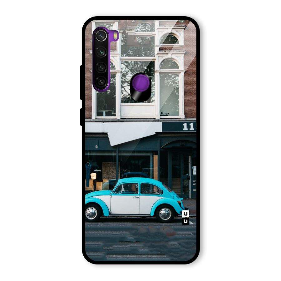 Mini Blue Car Glass Back Case for Redmi Note 8