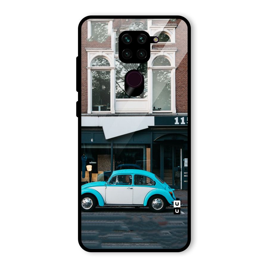Mini Blue Car Glass Back Case for Redmi Note 9