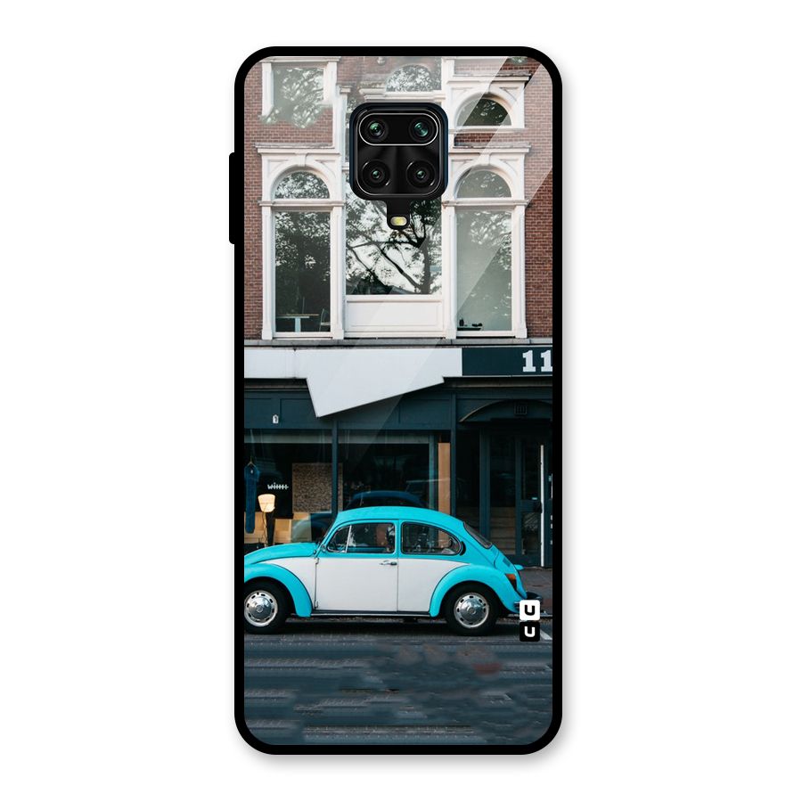 Mini Blue Car Glass Back Case for Redmi Note 9 Pro