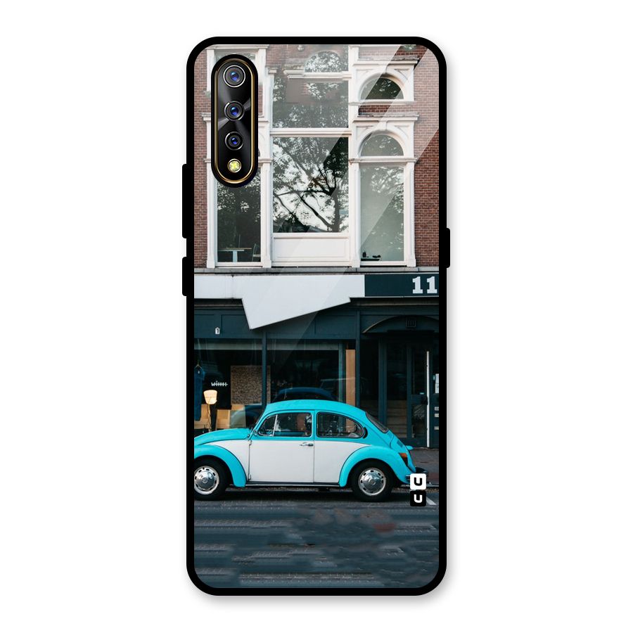 Mini Blue Car Glass Back Case for Vivo S1