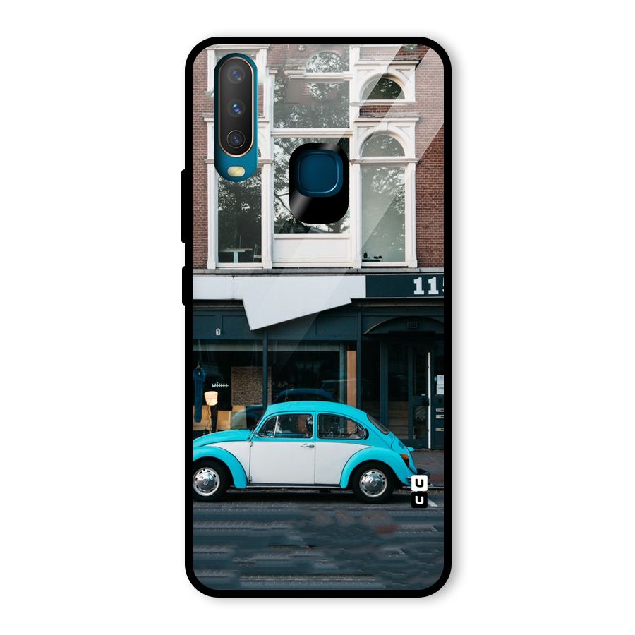 Mini Blue Car Glass Back Case for Vivo U10