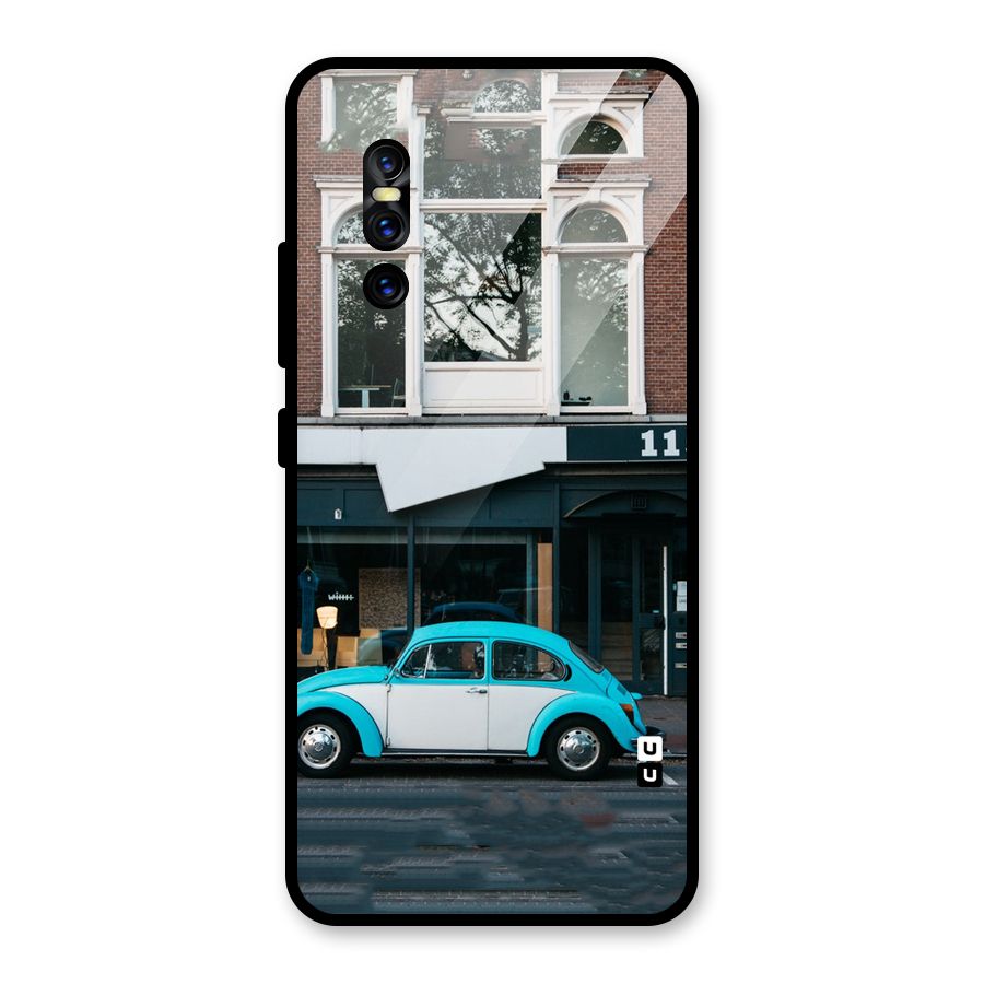 Mini Blue Car Glass Back Case for Vivo V15 Pro