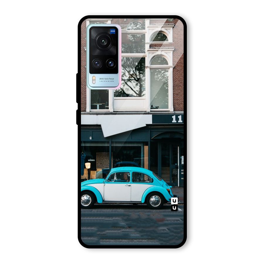 Mini Blue Car Glass Back Case for Vivo X60