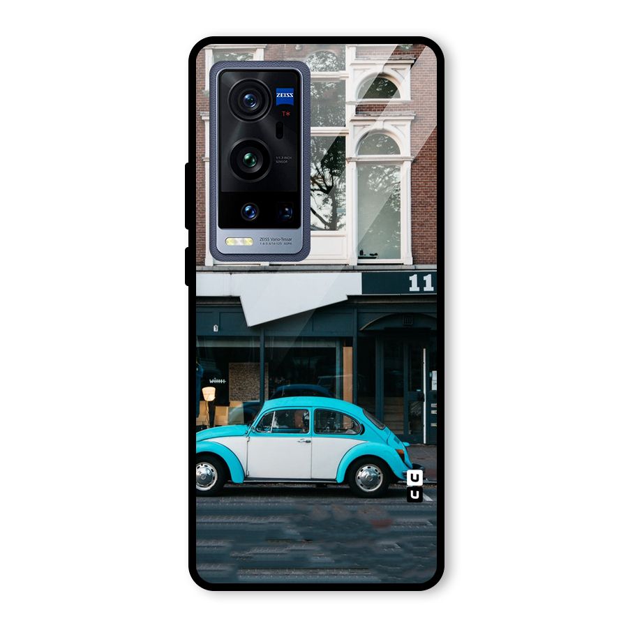 Mini Blue Car Glass Back Case for Vivo X60 Pro Plus