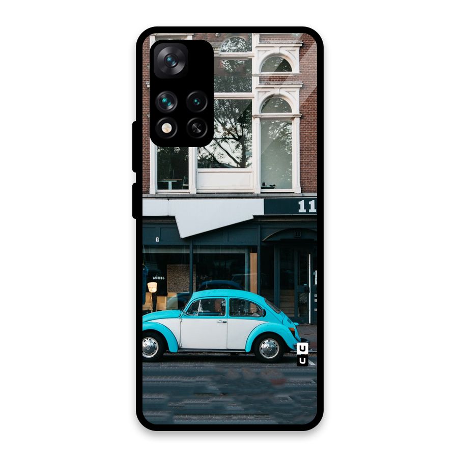 Mini Blue Car Glass Back Case for Xiaomi 11i HyperCharge 5G