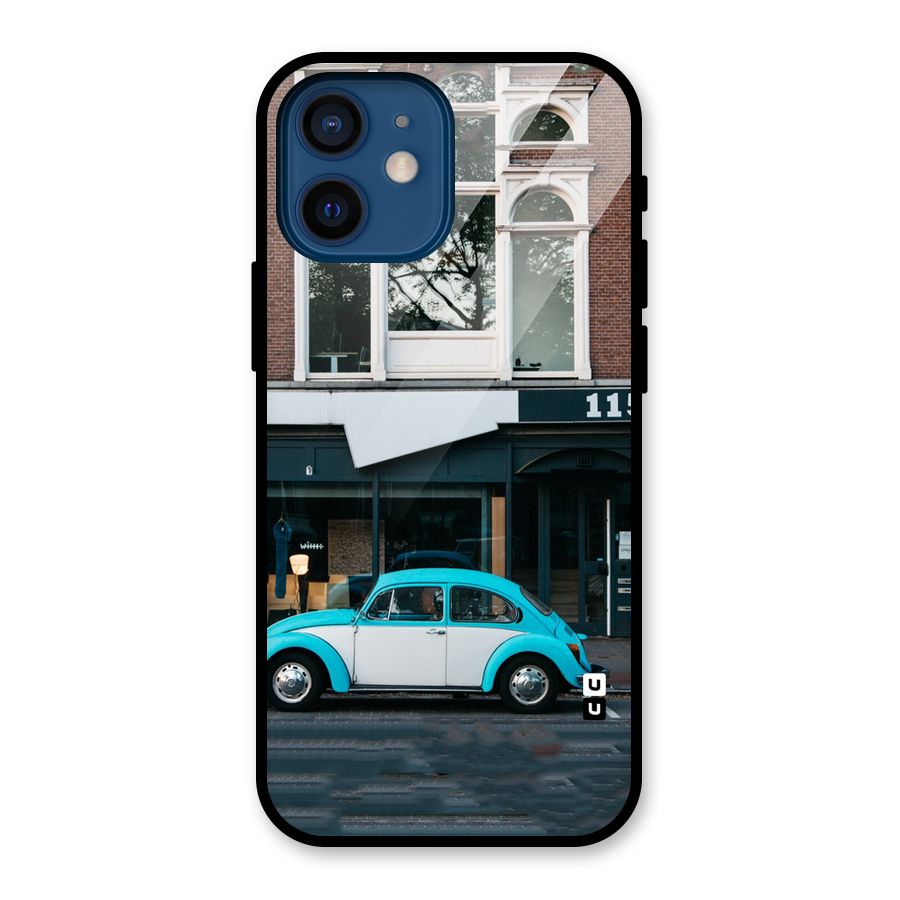 Mini Blue Car Glass Back Case for iPhone 12 Mini