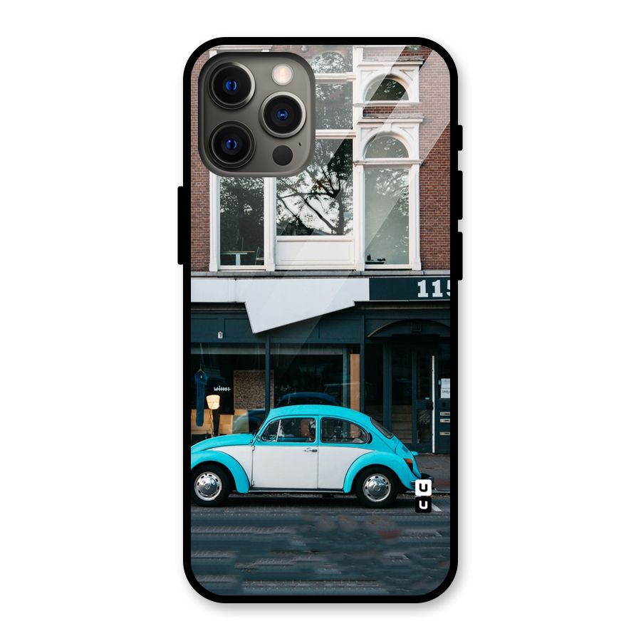 Mini Blue Car Glass Back Case for iPhone 12 Pro Max