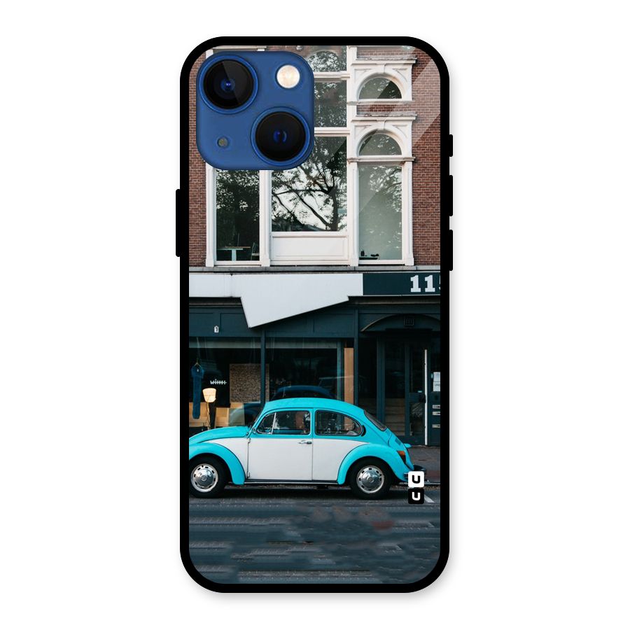 Mini Blue Car Glass Back Case for iPhone 13 Mini