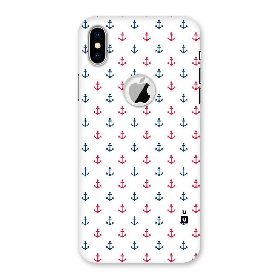 Minimal Anchor Pattern Back Case for iPhone XS Logo Cut