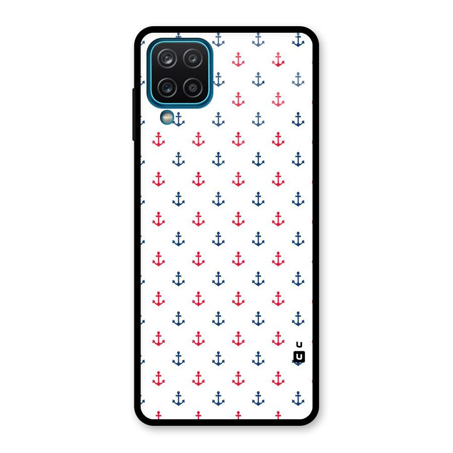 Minimal Anchor Pattern Glass Back Case for Galaxy A12