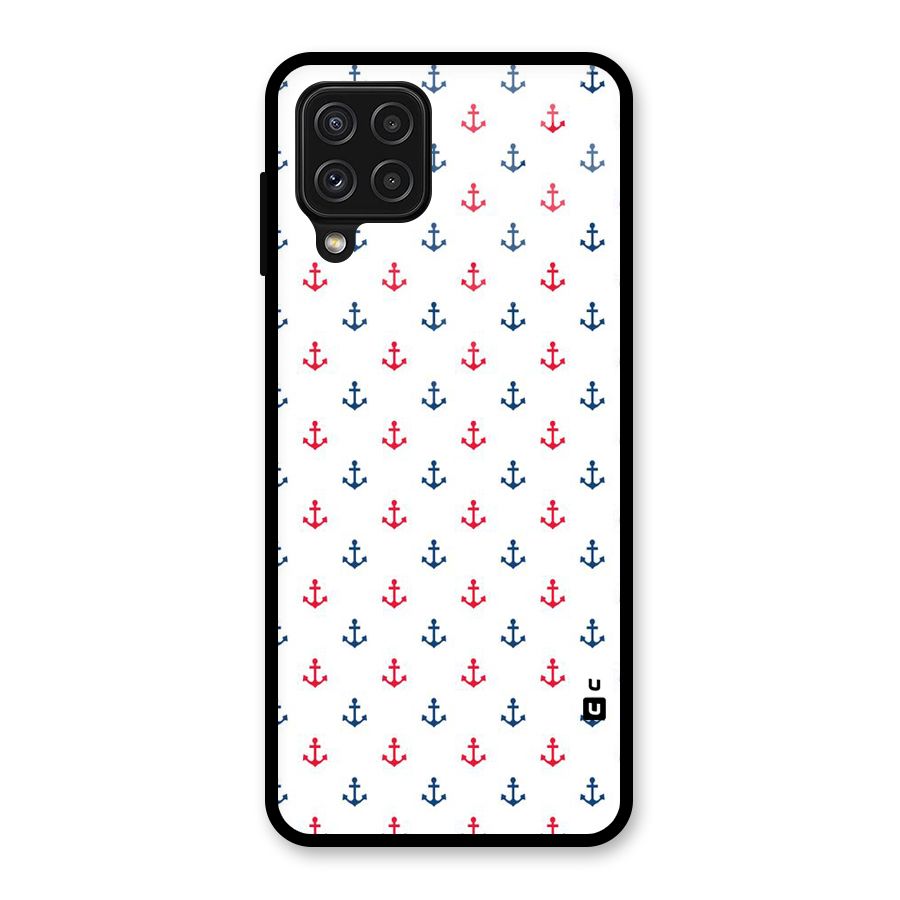 Minimal Anchor Pattern Glass Back Case for Galaxy A22 4G