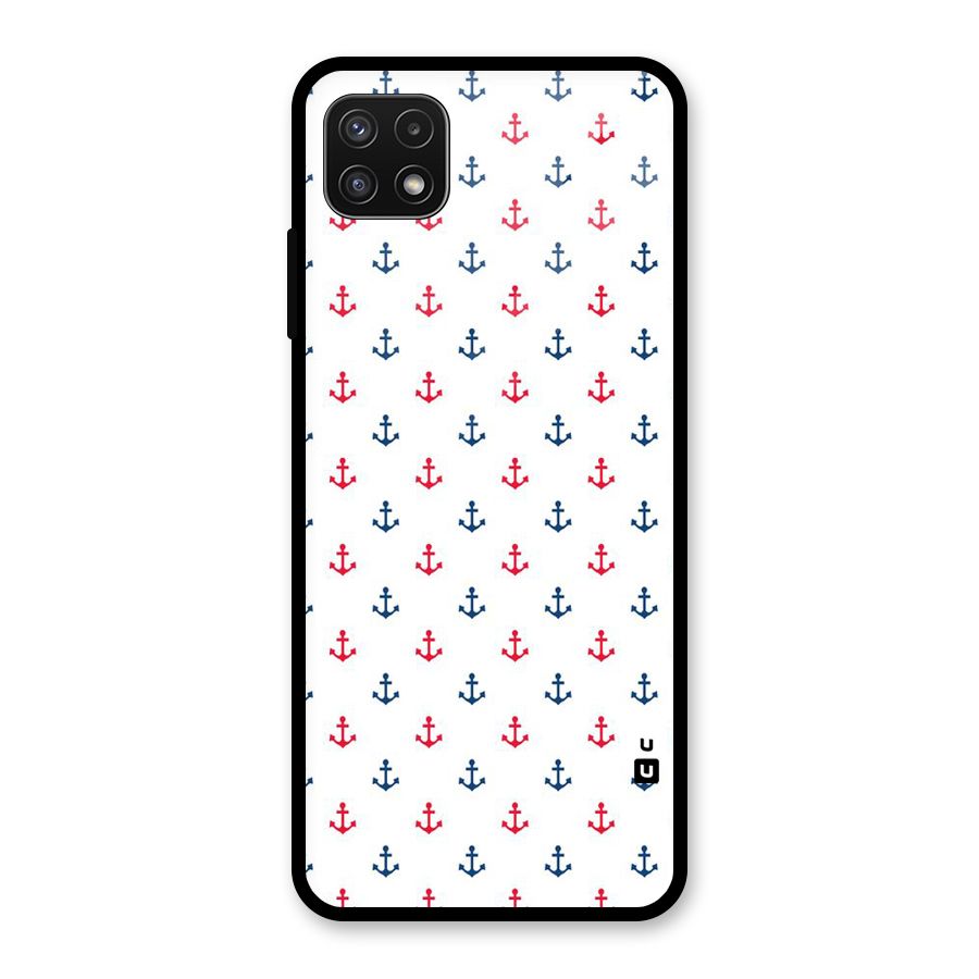Minimal Anchor Pattern Glass Back Case for Galaxy A22 5G