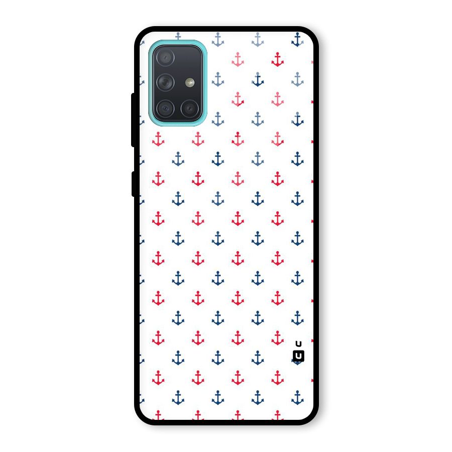 Minimal Anchor Pattern Glass Back Case for Galaxy A71