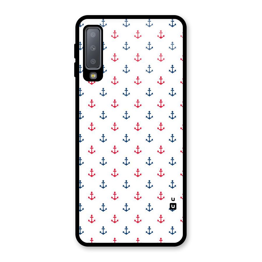 Minimal Anchor Pattern Glass Back Case for Galaxy A7 (2018)