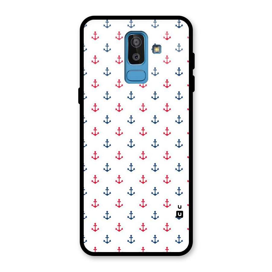 Minimal Anchor Pattern Glass Back Case for Galaxy J8