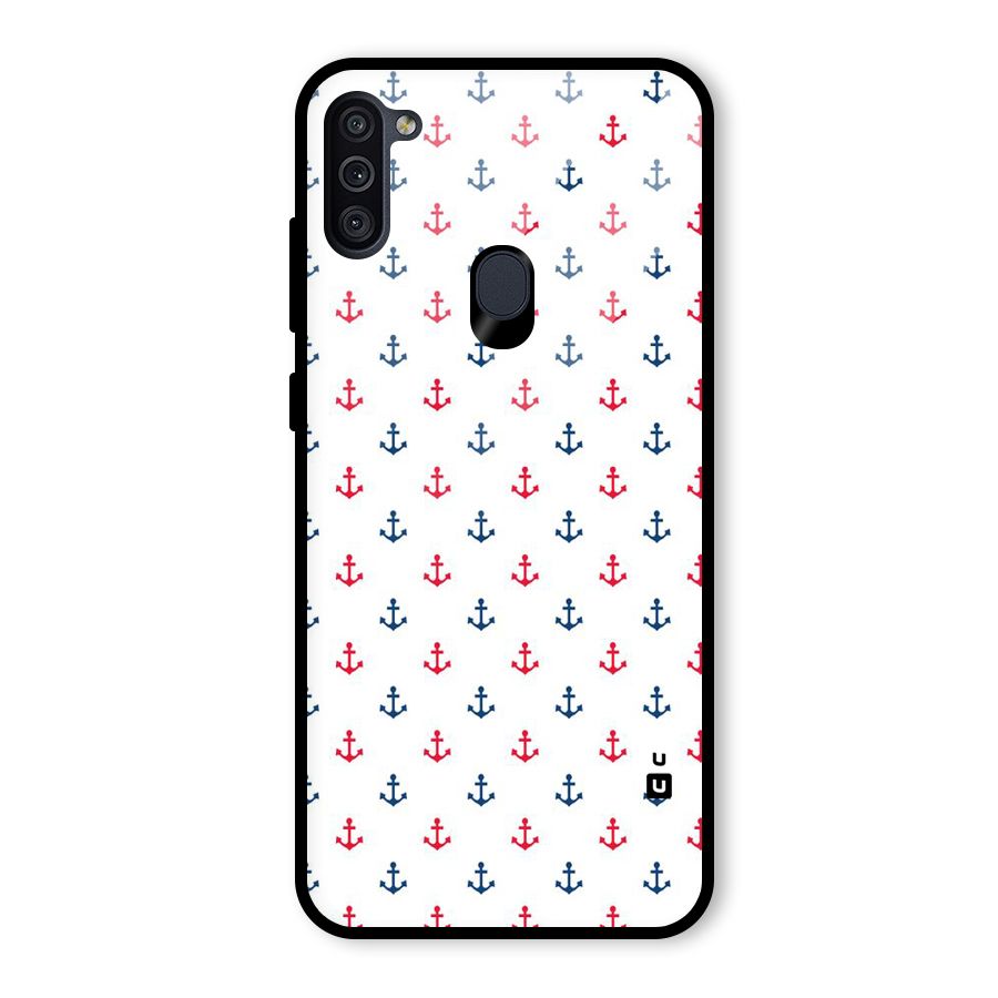 Minimal Anchor Pattern Glass Back Case for Galaxy M11