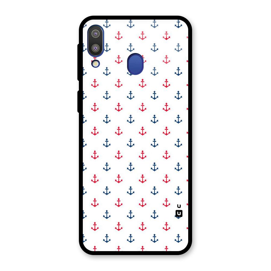 Minimal Anchor Pattern Glass Back Case for Galaxy M20