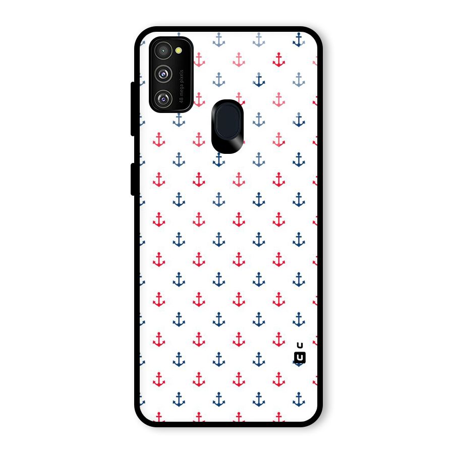 Minimal Anchor Pattern Glass Back Case for Galaxy M30s