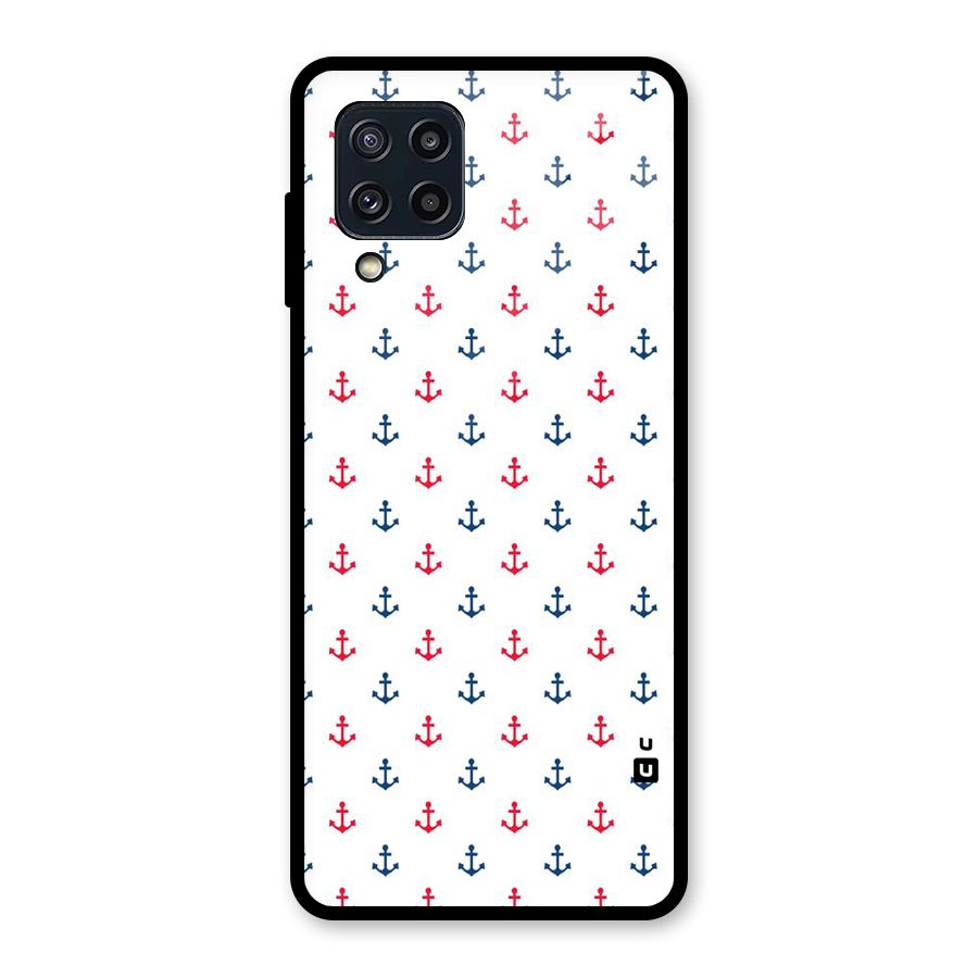 Minimal Anchor Pattern Glass Back Case for Galaxy M32