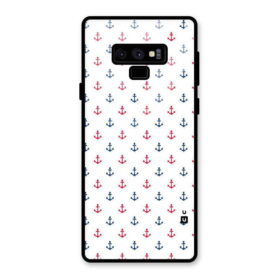 Minimal Anchor Pattern Glass Back Case for Galaxy Note 9