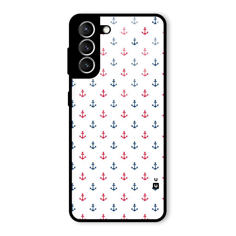 Minimal Anchor Pattern Glass Back Case for Galaxy S21 5G