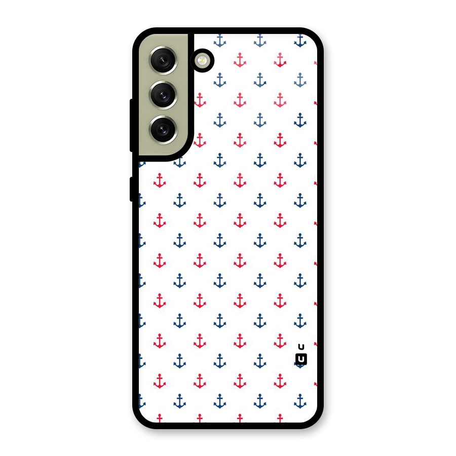 Minimal Anchor Pattern Glass Back Case for Galaxy S21 FE 5G