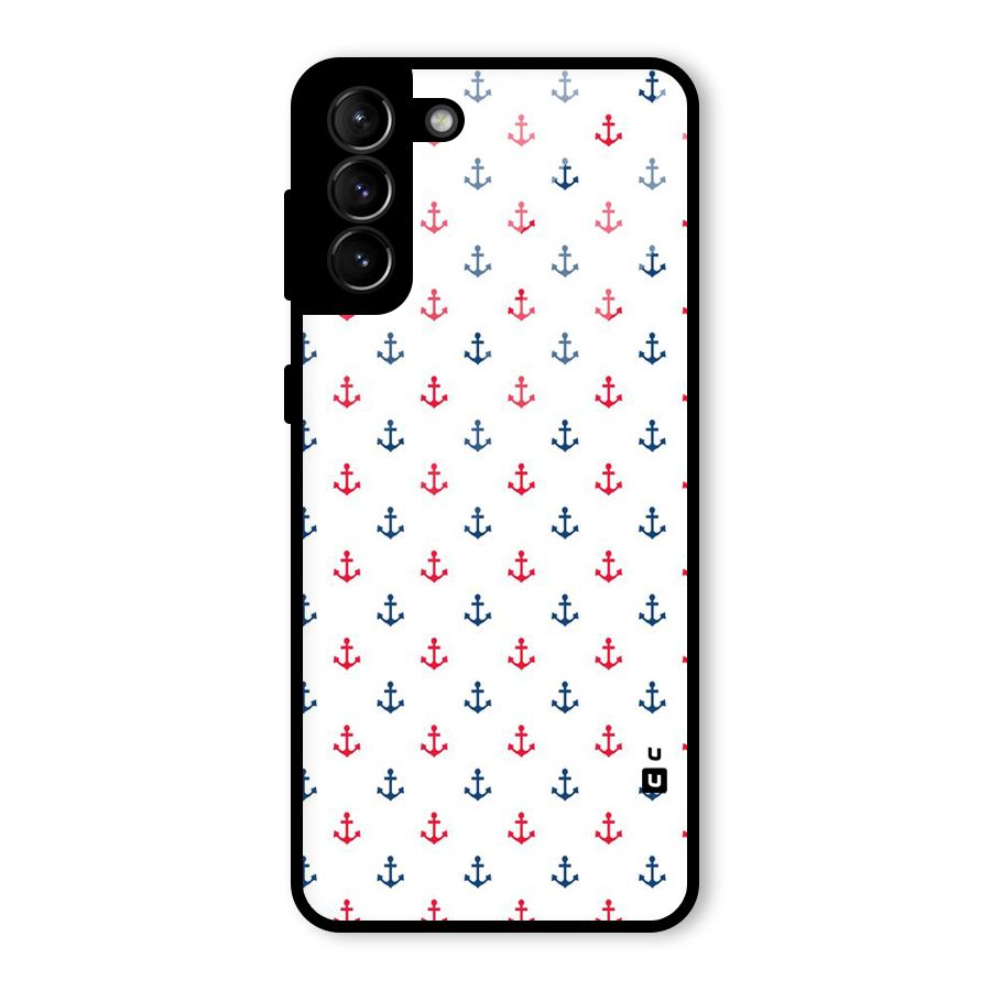 Minimal Anchor Pattern Glass Back Case for Galaxy S21 Plus