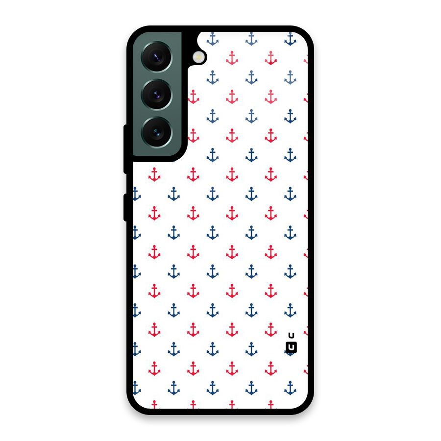 Minimal Anchor Pattern Glass Back Case for Galaxy S22 5G