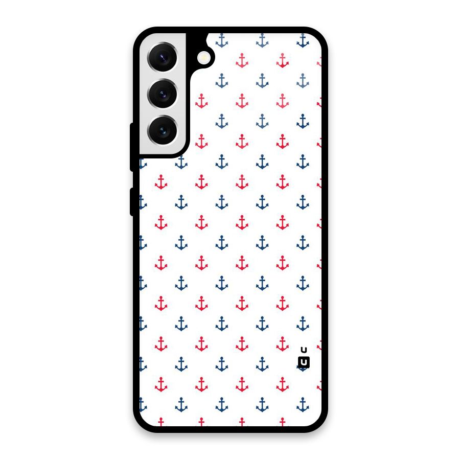 Minimal Anchor Pattern Glass Back Case for Galaxy S22 Plus 5G