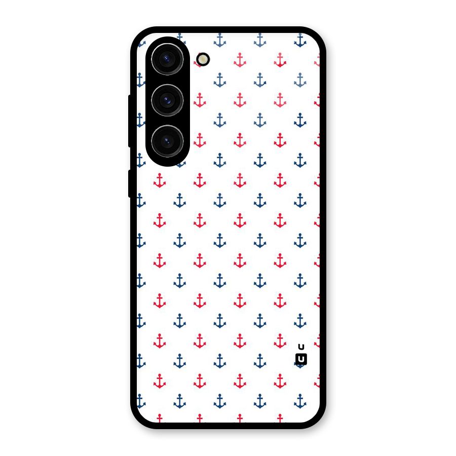 Minimal Anchor Pattern Glass Back Case for Galaxy S23 Plus