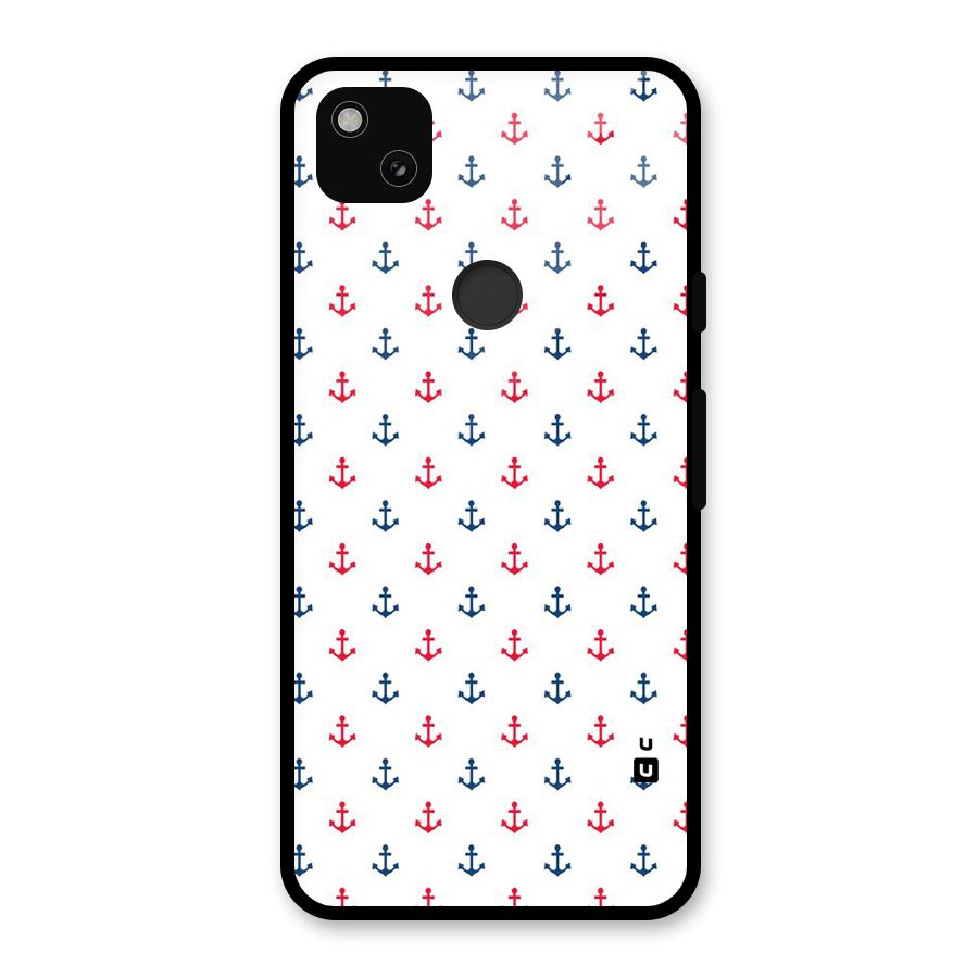 Minimal Anchor Pattern Glass Back Case for Google Pixel 4a
