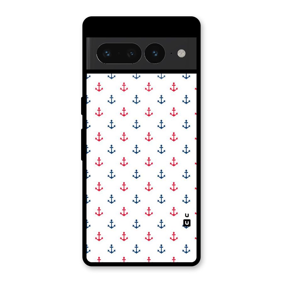 Minimal Anchor Pattern Glass Back Case for Google Pixel 7 Pro