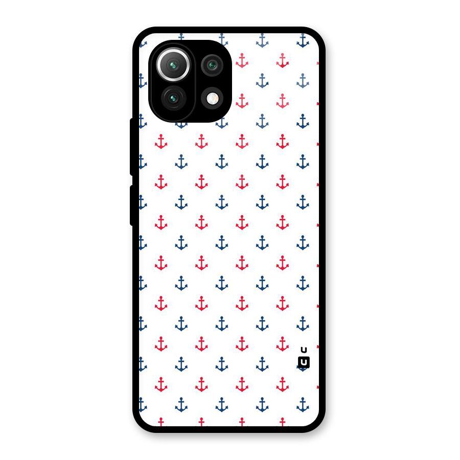Minimal Anchor Pattern Glass Back Case for Mi 11 Lite