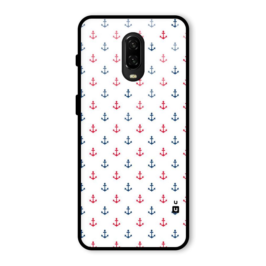 Minimal Anchor Pattern Glass Back Case for OnePlus 6T
