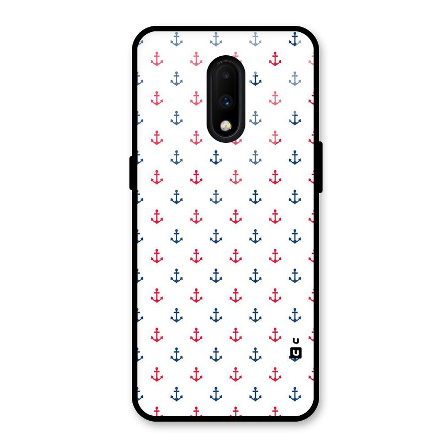 Minimal Anchor Pattern Glass Back Case for OnePlus 7
