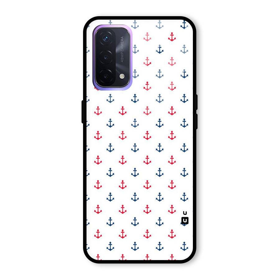 Minimal Anchor Pattern Glass Back Case for Oppo A74 5G