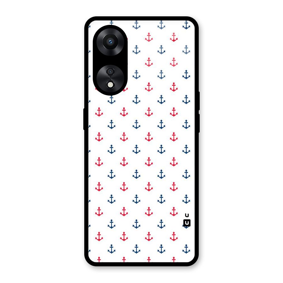 Minimal Anchor Pattern Glass Back Case for Oppo A78