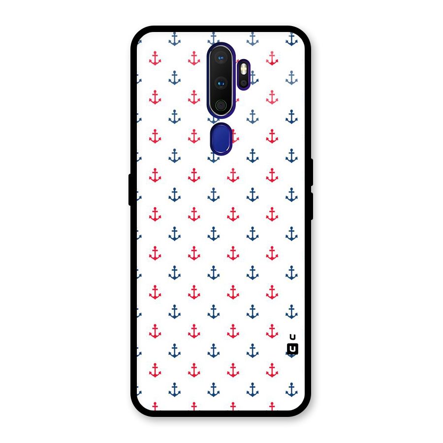 Minimal Anchor Pattern Glass Back Case for Oppo A9 (2020)