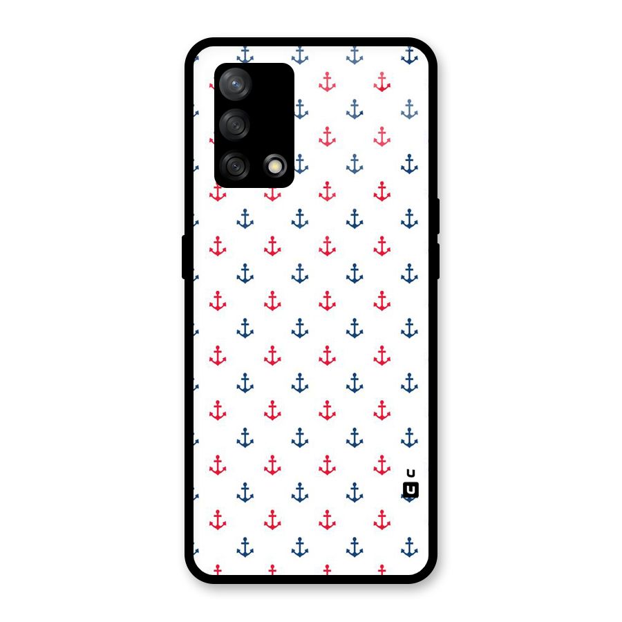 Minimal Anchor Pattern Glass Back Case for Oppo F19